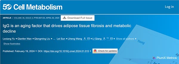 IgG is an aging factor that drives adipose tissue fibrosis and metabolic decline