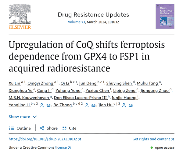 Upregulation of CoQ shifts ferroptosis dependence from GPX4 to FSP1 in acquired radioresistance