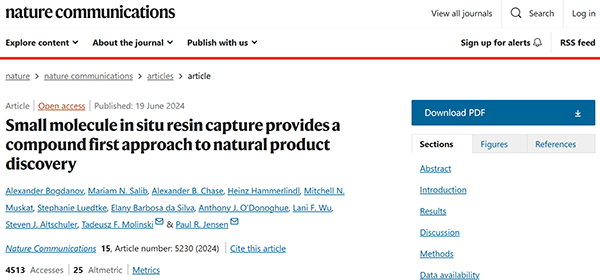 Small molecule in situ resin capture provides a compound first approach to natural product discovery